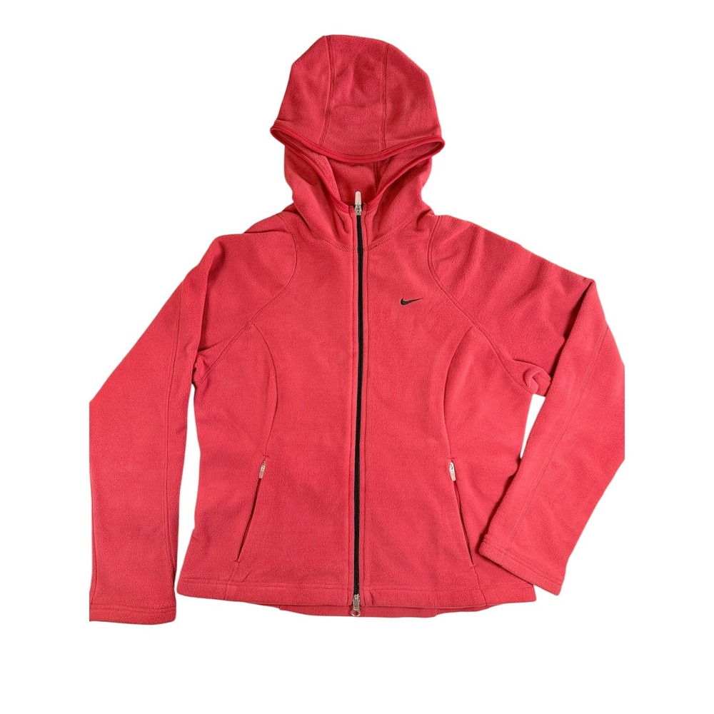 Nike Fleece Hoodie Women Medium Red Therma FIT‎ Full Zip Jacket H30307FET